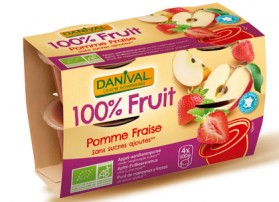 Dessert de fruits pomme fraise Danival 4*100g